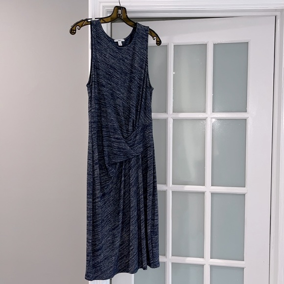 Bar III flattering ruched side midi blue dress size L - Picture 3 of 5